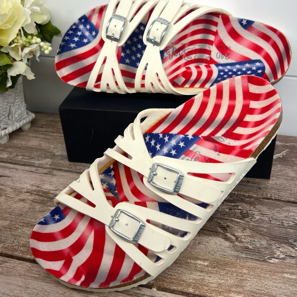 Birkenstock Birkis Sandals Ladies 6 /Men 4 American Flag